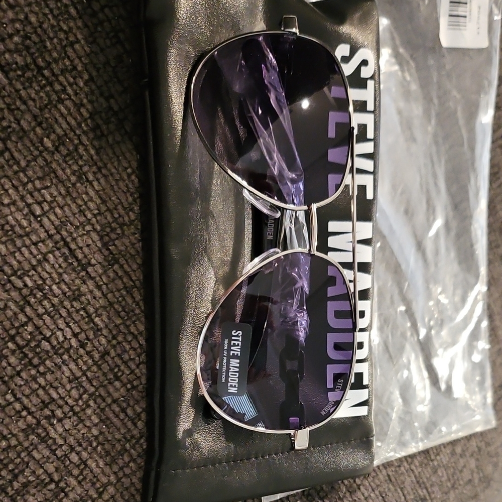 Steve Madden Silver Frame Sunglasses with Purple Lenses